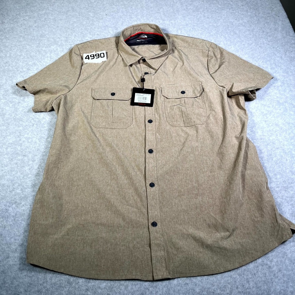 ZeroXposur Travel Series Shirt Mens XXL Heather Khaki UPF 30+ Stretch Hiking